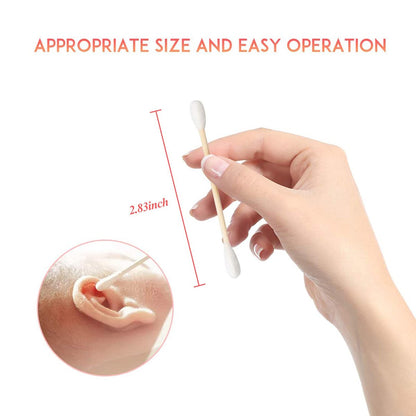 Cotton Swabs 2000ct (20 Pack) - Double-Tipped Wooden Stick Cotton Buds for Ear Cleaning, Makeup, and Daily Use