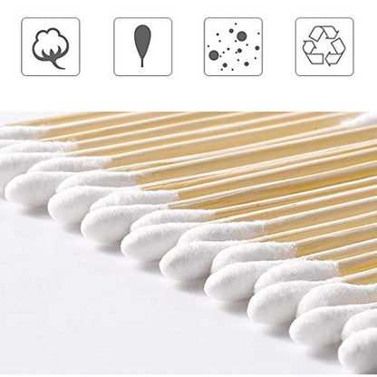 Cotton Swabs 2000ct (20 Pack) - Double-Tipped Wooden Stick Cotton Buds for Ear Cleaning, Makeup, and Daily Use
