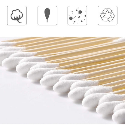 Cotton Swabs 2000ct (20 Pack) - Double-Tipped Wooden Stick Cotton Buds for Ear Cleaning, Makeup, and Daily Use