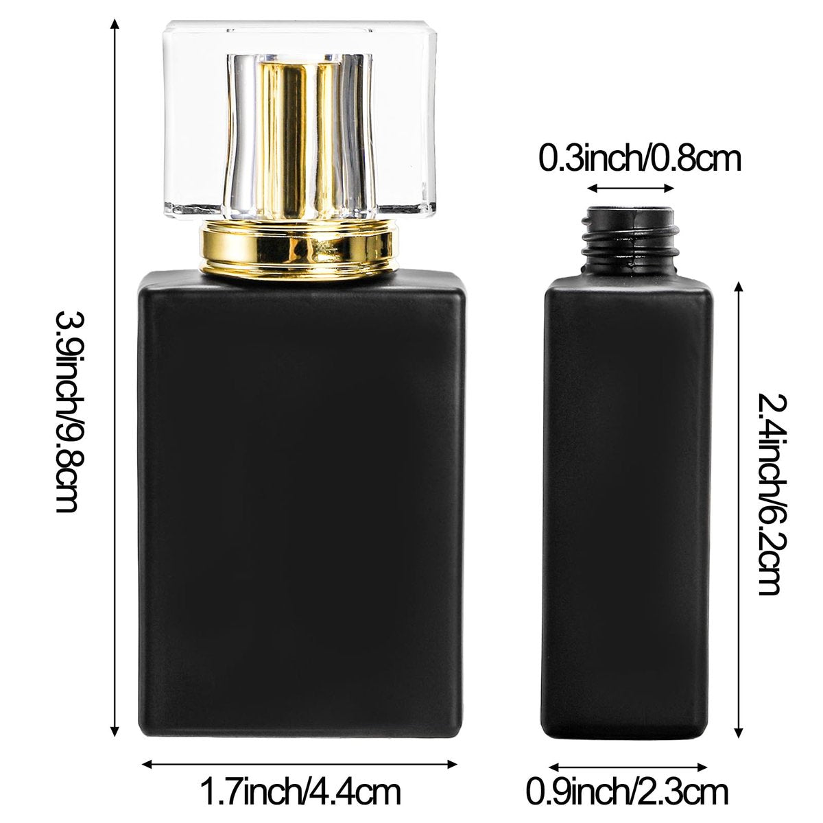Foraineam 8 Pack 30ml / 1 oz. Black Refillable Perfume Bottles, Portable Square Empty Glass Perfume Atomizer Bottle with Spray Applicator Avelisse