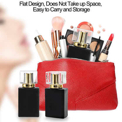 Foraineam 8 Pack 30ml / 1 oz. Black Refillable Perfume Bottles, Portable Square Empty Glass Perfume Atomizer Bottle with Spray Applicator Avelisse