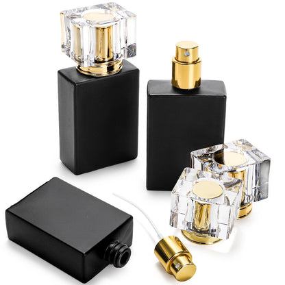 Foraineam 8 Pack 30ml / 1 oz. Black Refillable Perfume Bottles, Portable Square Empty Glass Perfume Atomizer Bottle with Spray Applicator Avelisse