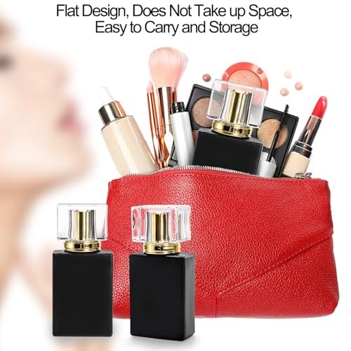 Foraineam 8 Pack 30ml / 1 oz. Black Refillable Perfume Bottles, Portable Square Empty Glass Perfume Atomizer Bottle with Spray Applicator Avelisse