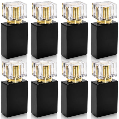Foraineam 8 Pack 30ml / 1 oz. Black Refillable Perfume Bottles, Portable Square Empty Glass Perfume Atomizer Bottle with Spray Applicator Avelisse