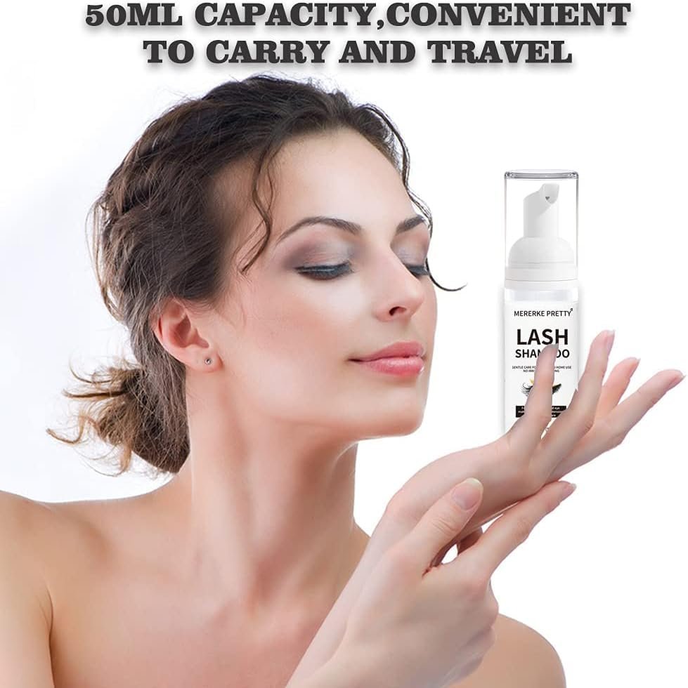Mererke_Pretty Eyelash Extension Shampoo 60 ml + Brush - Eyelid Foaming Cleanser - Sensitive Paraben & Sulfate Free - Lash Wash and Bath for Extensions - Salon & Home Care - görsel 12
