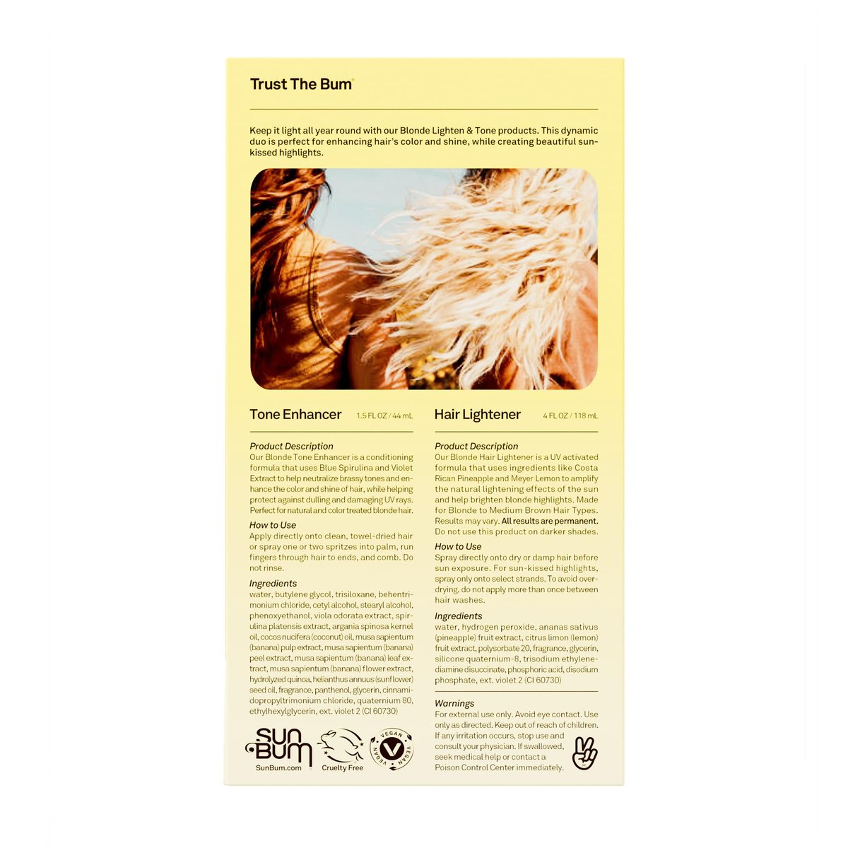 Sun Bum Lighten and Tone Travel Kit - Blonde Hair Lightener and Tone Enhancer - Enhances Hair Color and Shine while Neutralizing Brassy Tones - UV Protecting - Vegan and Cruelty Free (4 oz, 1.5 fl oz) - görsel 7