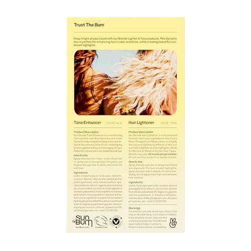 Sun Bum Lighten and Tone Travel Kit - Blonde Hair Lightener and Tone Enhancer - Enhances Hair Color and Shine while Neutralizing Brassy Tones - UV Protecting - Vegan and Cruelty Free (4 oz, 1.5 fl oz) - görsel 8