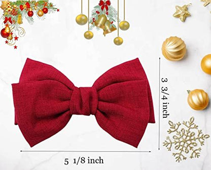 6-Piece French Hair Bow Clips - Metal Barrette Set for Women and Girls, Ideal Gift for Birthday, Daily Wear, and Holidays (Black, Red, Green, Blue) Avelisse