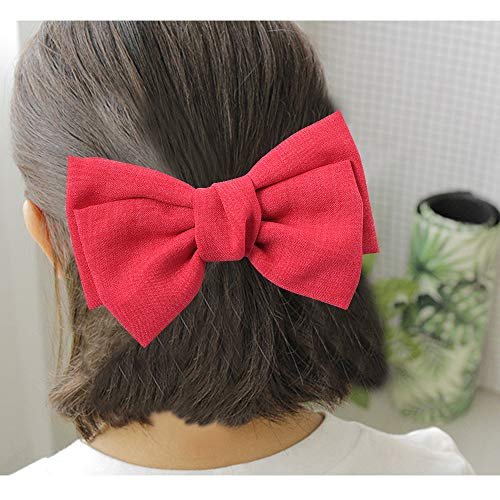 6-Piece French Hair Bow Clips - Metal Barrette Set for Women and Girls, Ideal Gift for Birthday, Daily Wear, and Holidays (Black, Red, Green, Blue) Avelisse