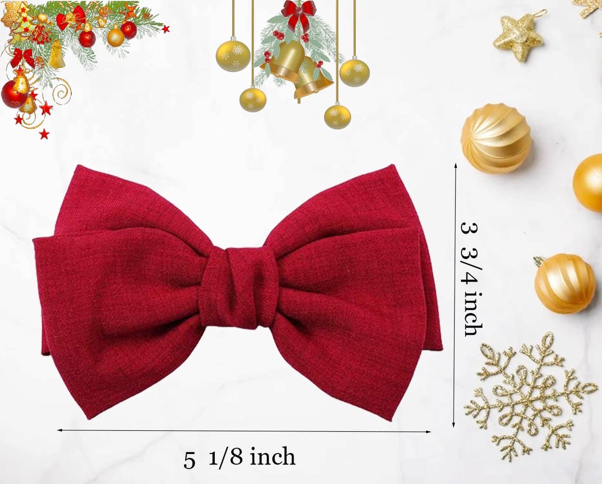 6-Piece French Hair Bow Clips - Metal Barrette Set for Women and Girls, Ideal Gift for Birthday, Daily Wear, and Holidays (Black, Red, Green, Blue) Avelisse