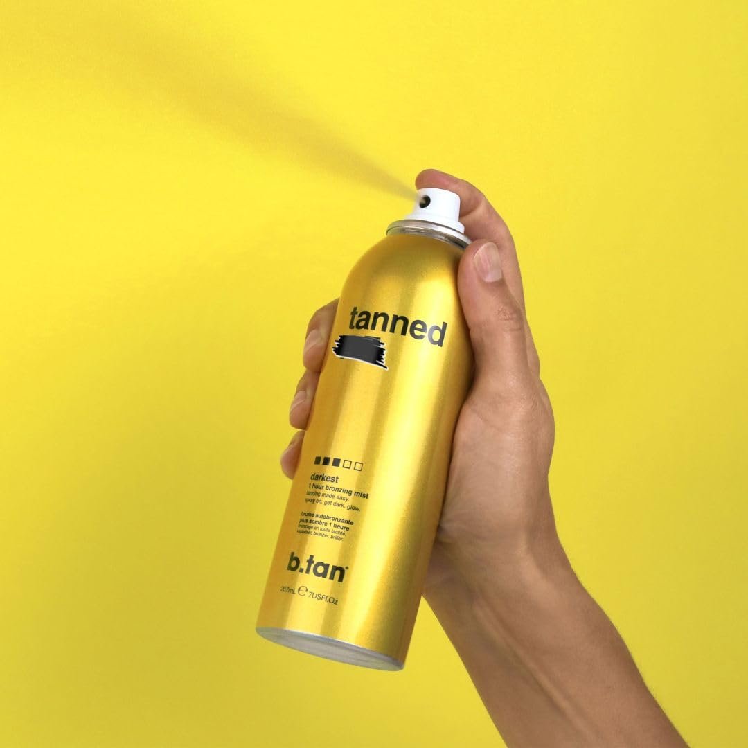 b.tan Self Tanner Bronzing Mist | Fast 1 Hour Express Sunless Tanning Spray, No Fake Tan Smell, Dark Bronzing Glow for Face & Body, Vegan & Cruelty Free, 7 Fl Oz - görsel 6