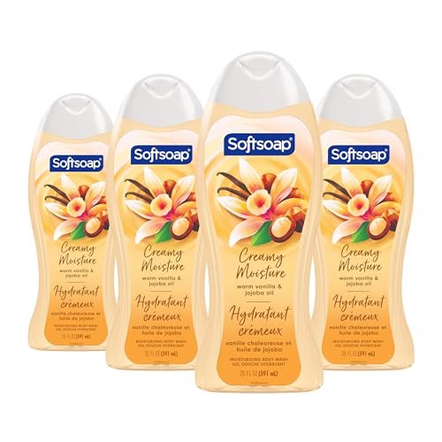 Softsoap Moisturizing Body Wash, Vanilla and Jojoba Oil - 20 Fluid Ounce (4 Pack) Avelisse