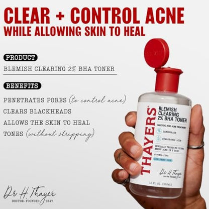 Thayers Blemish Clearing Salicylic Acid Toner - Acne Treatment Face Toner with 2% Salicylic Acid, Soothing & Non-Stripping, 12 Fl Oz