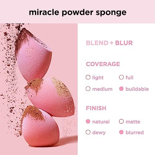Real Techniques Miracle Powder Sponge – 2-Pack Makeup Blending Sponge for Powder Products, Buildable Coverage, Velvet Soft, Latex-Free, Natural Finish & Cloud Skin - görsel 12