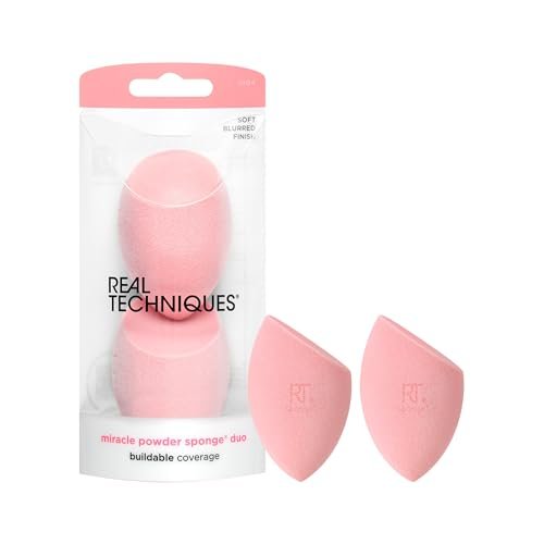 Real Techniques Miracle Powder Sponge – 2-Pack Makeup Blending Sponge for Powder Products, Buildable Coverage, Velvet Soft, Latex-Free, Natural Finish & Cloud Skin - görsel 2