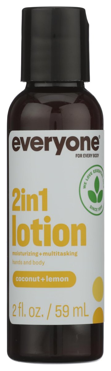 Everyone Coconut Lemon Hand & Body Lotion - 2 fl oz Travel Size, Lightweight Moisturizer for Dry Skin