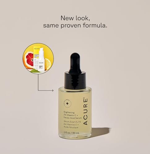 Acure Brightening 2% Vitamin C & Ferulic Acid Serum – Anti-Aging, Glow-Boosting Facial Serum for Women & Men, Vegan & Cruelty-Free, 1 fl oz Avelisse