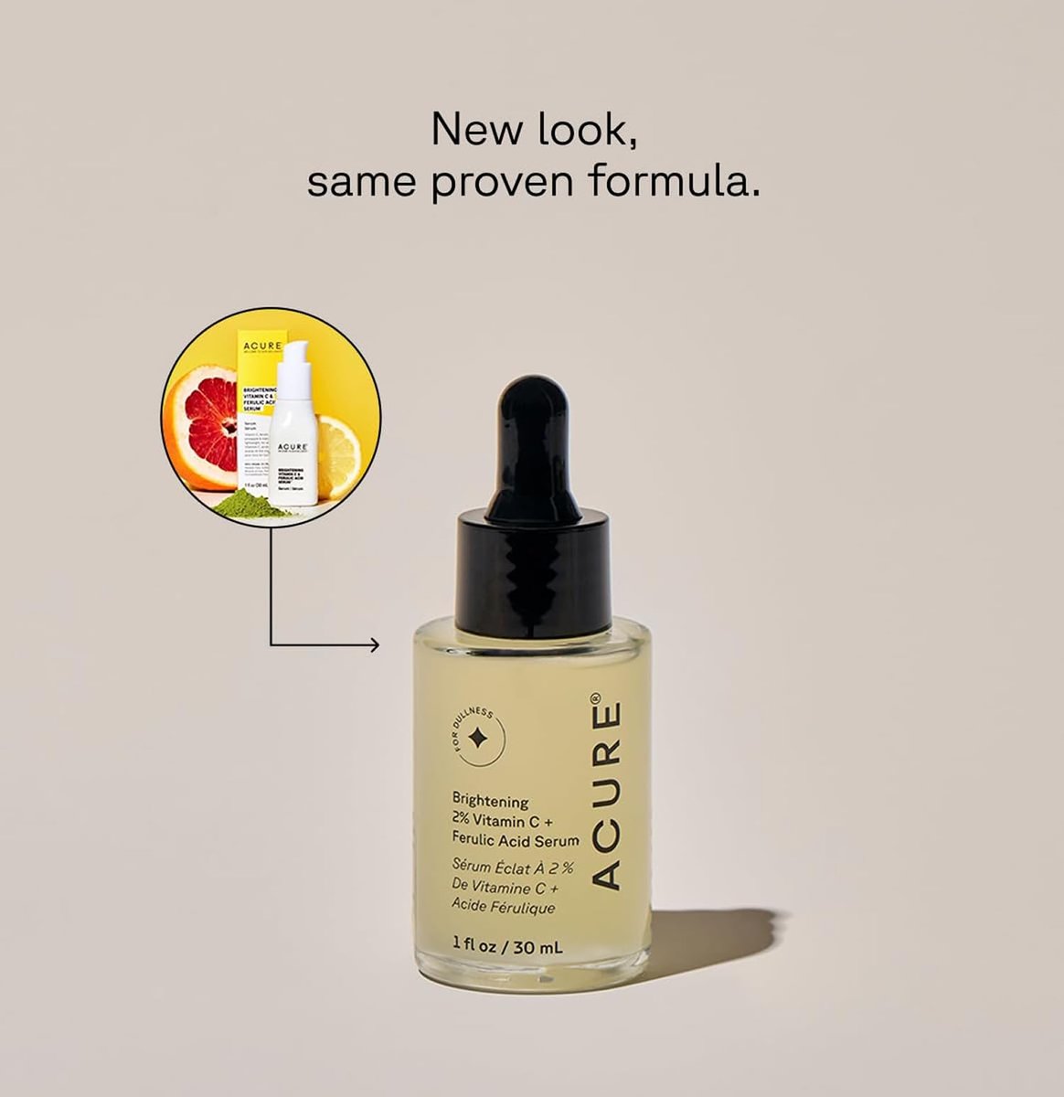 Acure Brightening 2% Vitamin C & Ferulic Acid Serum – Anti-Aging, Glow-Boosting Facial Serum for Women & Men, Vegan & Cruelty-Free, 1 fl oz Avelisse