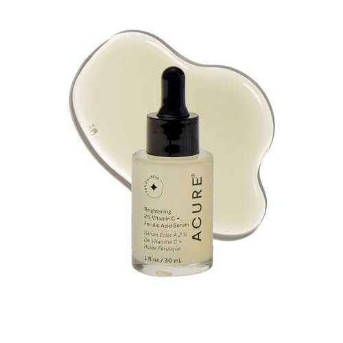 Acure Brightening 2% Vitamin C & Ferulic Acid Serum – Anti-Aging, Glow-Boosting Facial Serum for Women & Men, Vegan & Cruelty-Free, 1 fl oz Avelisse