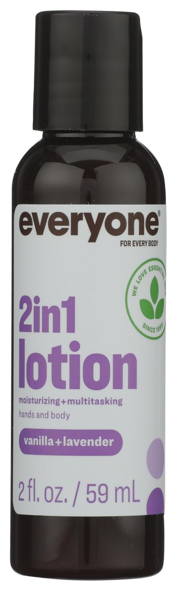 Everyone 2-in-1 Lotion for Hands/Body Travel Size: Vanilla and Lavender, 2 Ounce - Made with Essential Oils - görsel 1