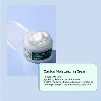 YADAH Cactus Cream - Hydrating Facial Moisturizer for Sensitive Dry Skin, 1.69 Fl Oz