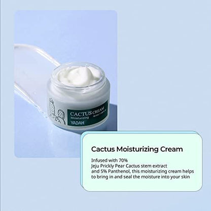 YADAH Cactus Cream - Hydrating Facial Moisturizer for Sensitive Dry Skin, 1.69 Fl Oz