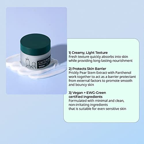 YADAH Cactus Cream - Hydrating Facial Moisturizer for Sensitive Dry Skin, 1.69 Fl Oz - görsel 6