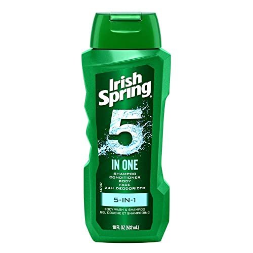 Irish Spring 5-in-1 Shampoo, Conditioner, Body Wash, Face Wash and Deodorizer, 18 oz (Pack of 4) Avelisse