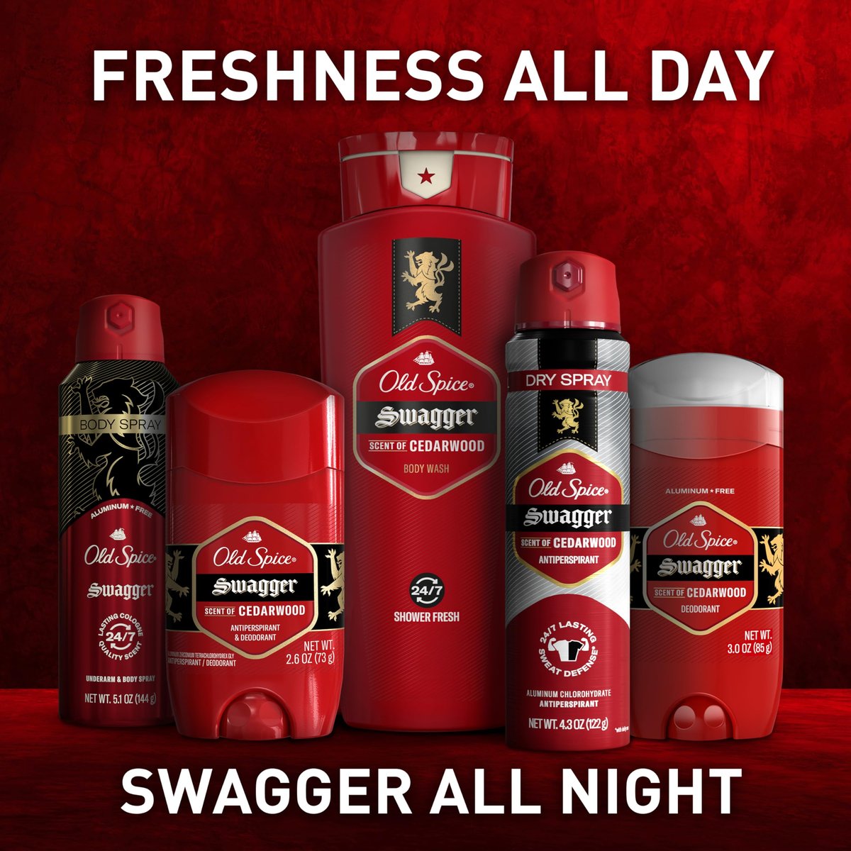 Old Spice Refreshing Body Wash for Men, Swagger with Cedarwood Scent, 3X Defense, 24/7 Shower Fresh, 16 oz (Pack of 4) Avelisse