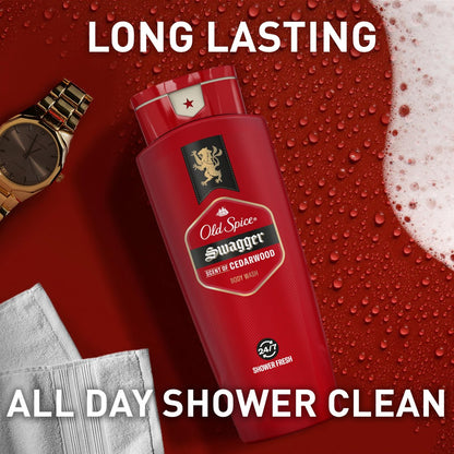 Old Spice Refreshing Body Wash for Men, Swagger with Cedarwood Scent, 3X Defense, 24/7 Shower Fresh, 16 oz (Pack of 4) Avelisse