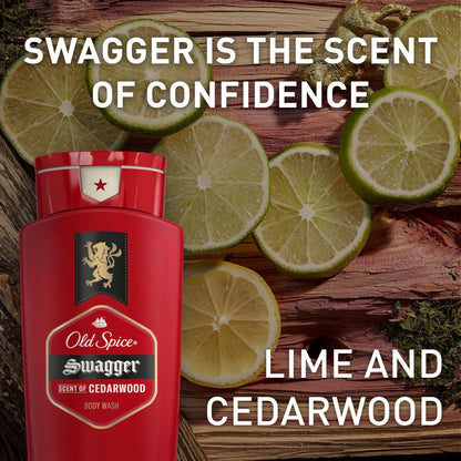 Old Spice Refreshing Body Wash for Men, Swagger with Cedarwood Scent, 3X Defense, 24/7 Shower Fresh, 16 oz (Pack of 4) Avelisse