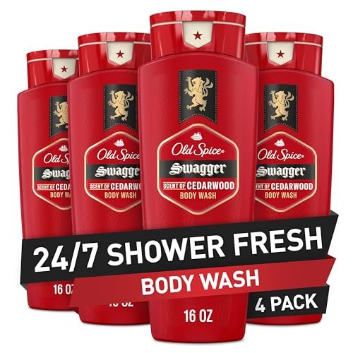 Old Spice Refreshing Body Wash for Men, Swagger with Cedarwood Scent, 3X Defense, 24/7 Shower Fresh, 16 oz (Pack of 4) Avelisse