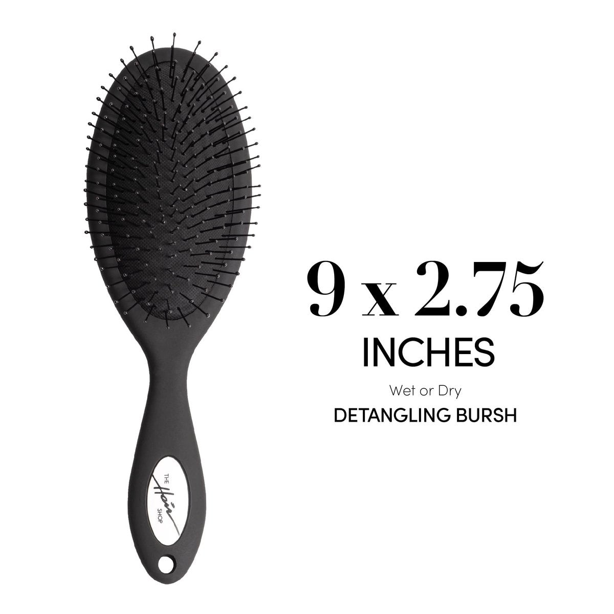 The Hair Shop 909 Ergonomic Detangling Brush for Hair Extensions – Safe for Wet & Dry Hair, Nylon Bristles, Black Avelisse