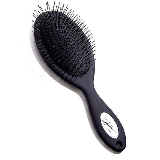 The Hair Shop 909 Ergonomic Detangling Brush for Hair Extensions – Safe for Wet & Dry Hair, Nylon Bristles, Black Avelisse