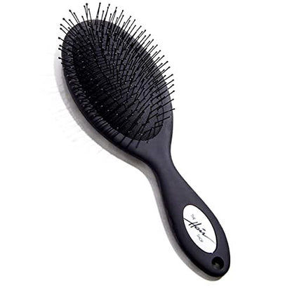 The Hair Shop 909 Ergonomic Detangling Brush for Hair Extensions ��� Safe for Wet & Dry Hair, Nylon Bristles, Black Avelisse