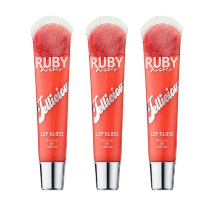 Ruby Kisses Jellicious Mouth Watering Lip Gloss - 3 Pack (PL01 Maximizer, PL03 Pink Glacier, PL04 Nude)
