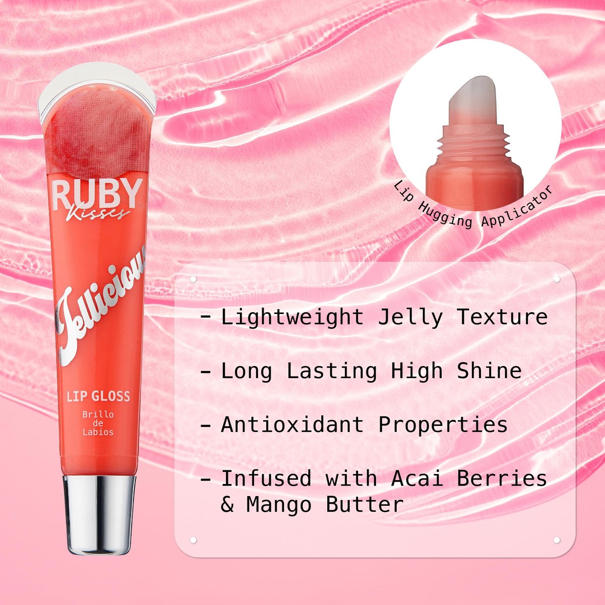 Ruby Kisses Jellicious Mouth Watering Lip Gloss - 3 Pack (PL01 Maximizer, PL03 Pink Glacier, PL04 Nude) - görsel 3