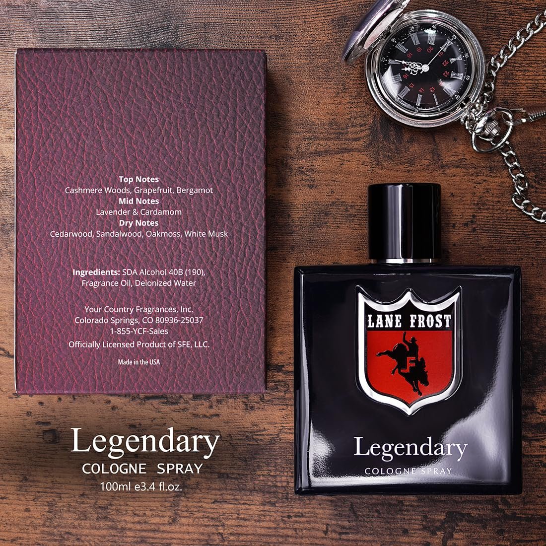 Lane Frost Legendary Cologne for Men - Original Western Scent - Woodsy Masculine Fragrance with Cedarwood and Musk - Long-Lasting 3.4 Fl Oz Avelisse