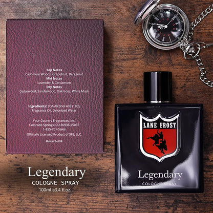 Lane Frost Legendary Cologne for Men - Original Western Scent - Woodsy Masculine Fragrance with Cedarwood and Musk - Long-Lasting 3.4 Fl Oz Avelisse