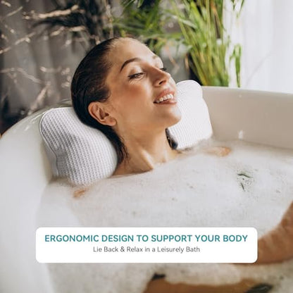 YUET Anti-Slip Non-Slip Bathtub Pillow - Inflatable Bath Cushion for Head, Neck, Back & Shoulders, Luxurious Home Spa Support