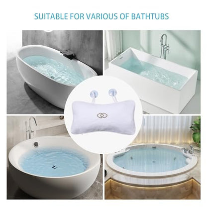 YUET Anti-Slip Non-Slip Bathtub Pillow - Inflatable Bath Cushion for Head, Neck, Back & Shoulders, Luxurious Home Spa Support