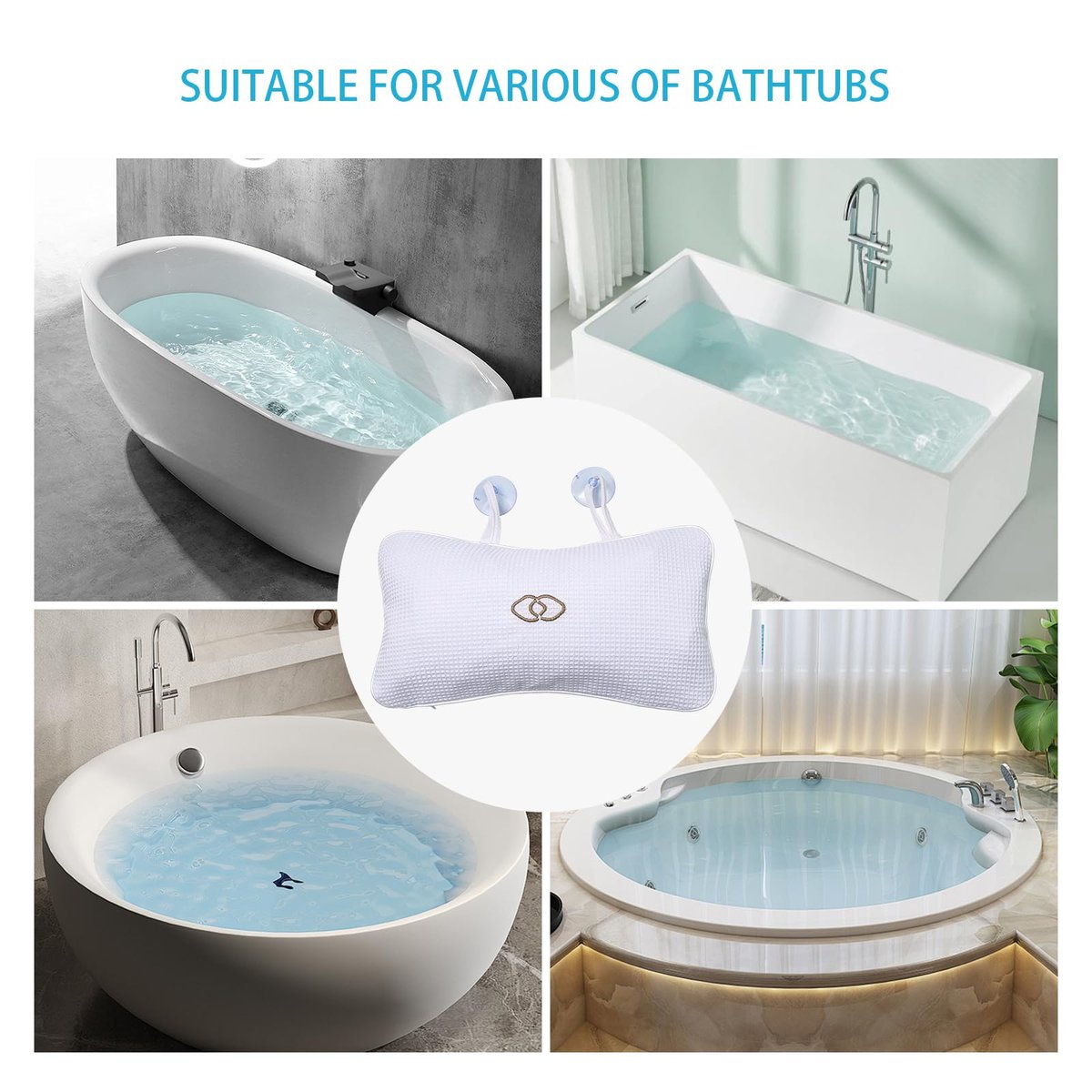 YUET Anti-Slip Non-Slip Bathtub Pillow - Inflatable Bath Cushion for Head, Neck, Back & Shoulders, Luxurious Home Spa Support - görsel 11