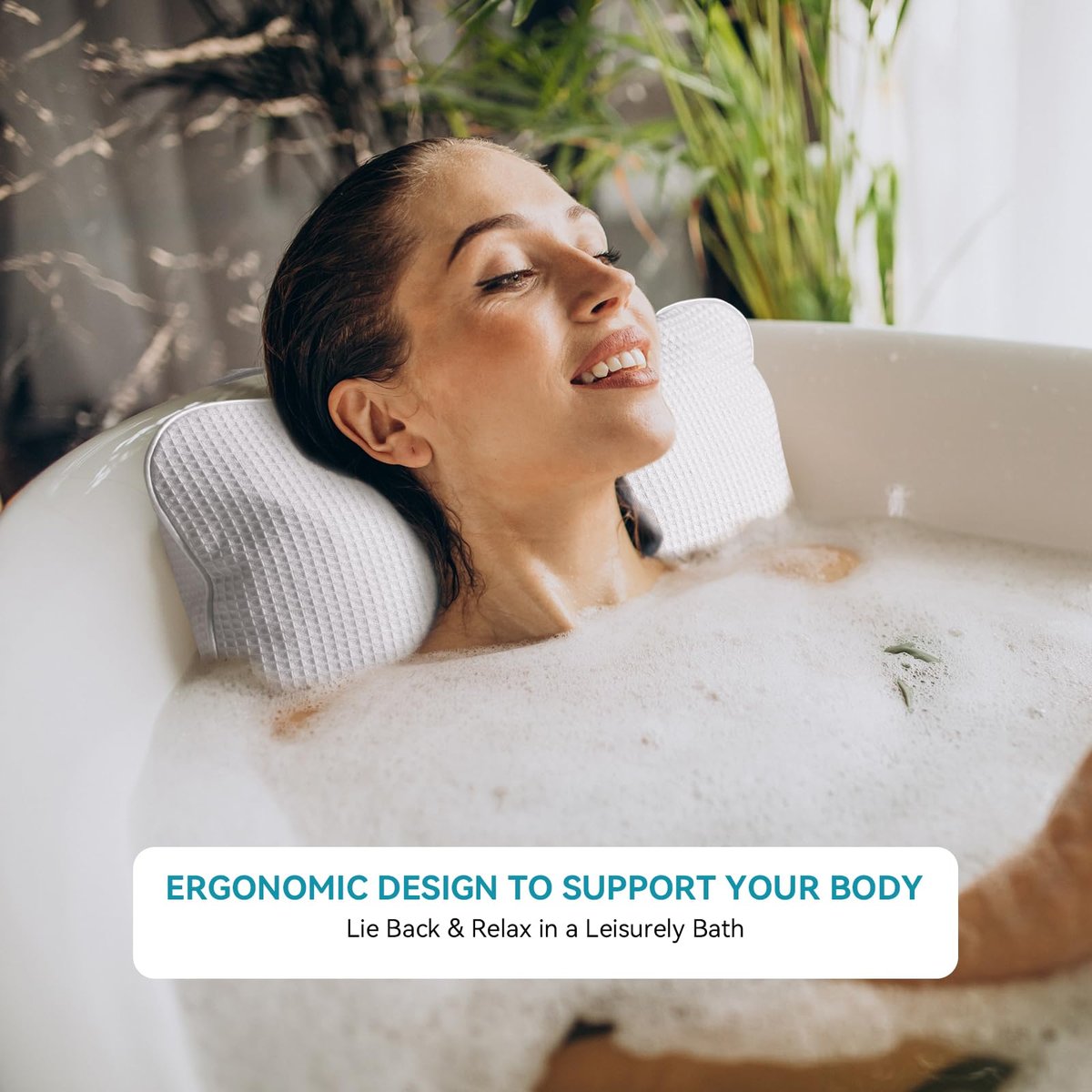 YUET Anti-Slip Non-Slip Bathtub Pillow - Inflatable Bath Cushion for Head, Neck, Back & Shoulders, Luxurious Home Spa Support - görsel 7