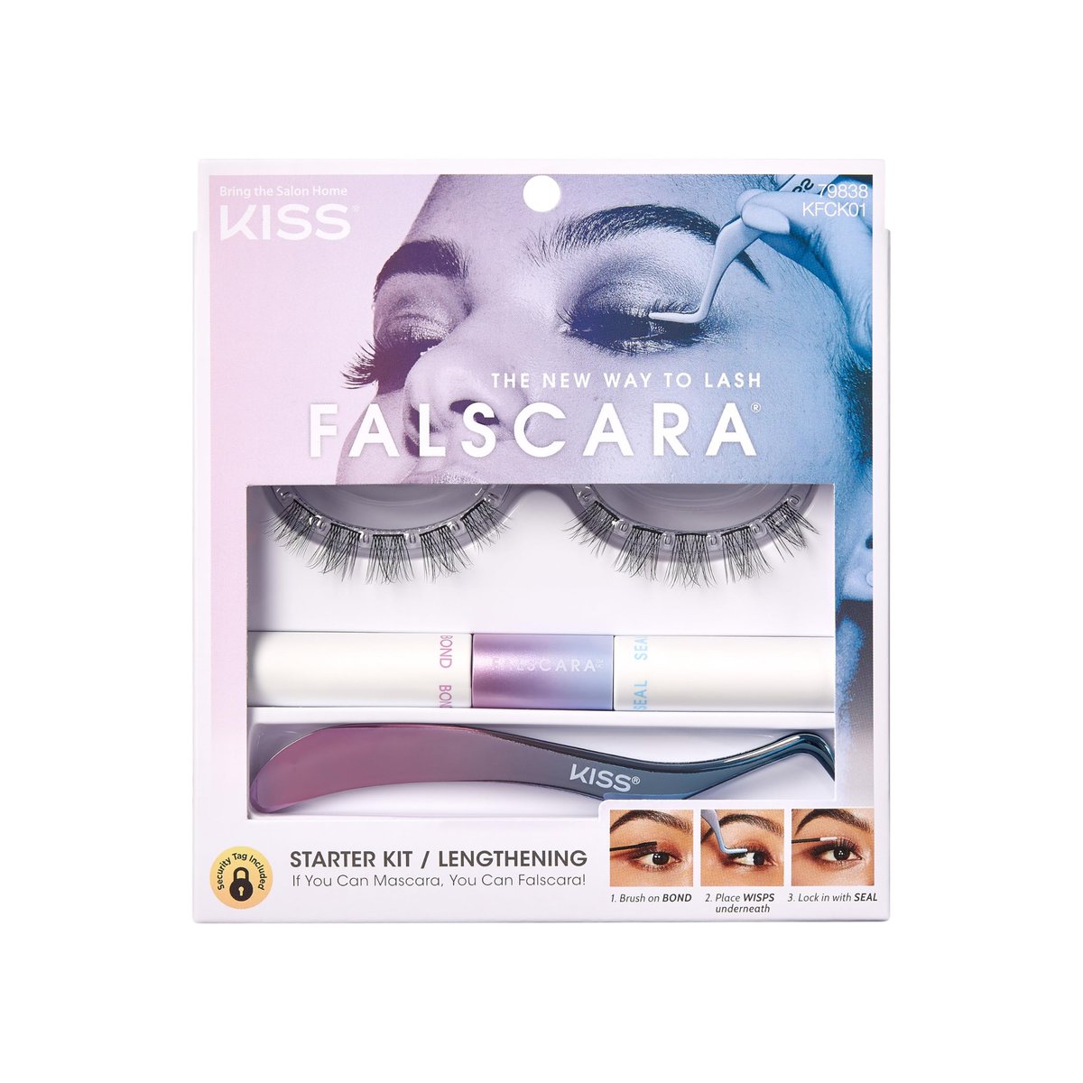 KISS Falscara DIY Lash Extension Starter Kit – 10 Reusable Featherlight Wisps with Bond & Seal Avelisse