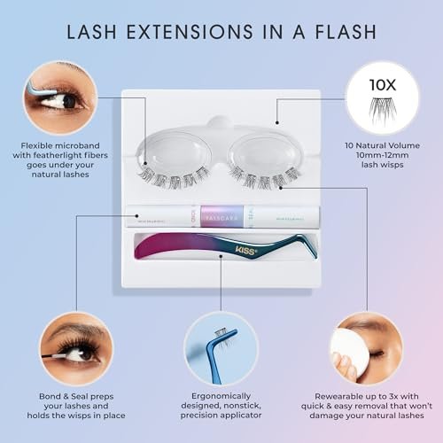 KISS Falscara DIY Eyelash Extension Wisp Applicator – Mistake-Proof Tool for Featherlight Synthetic Lash Clusters - görsel 8