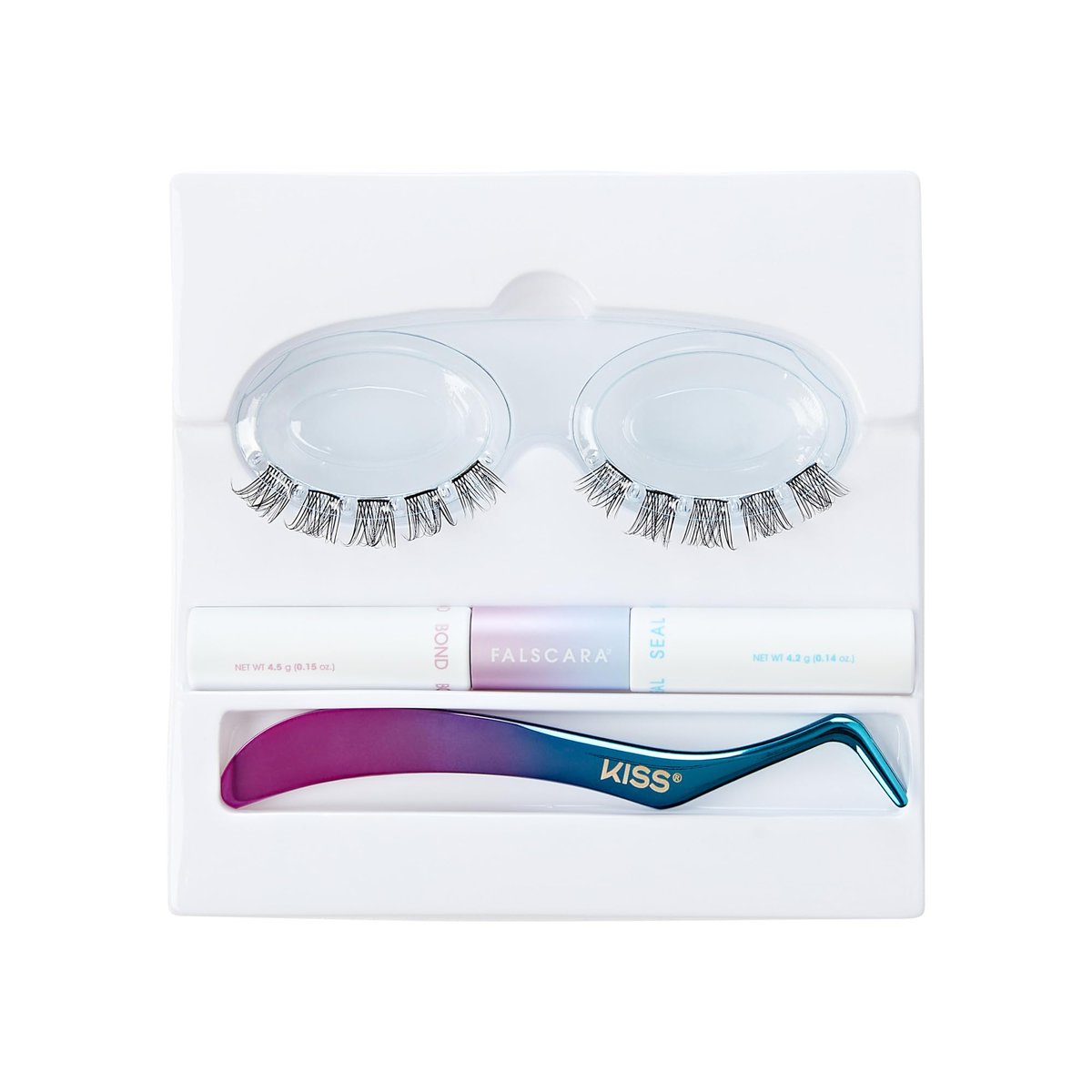 KISS Falscara DIY Lash Extension Starter Kit – 10 Reusable Featherlight Wisps with Bond & Seal Avelisse