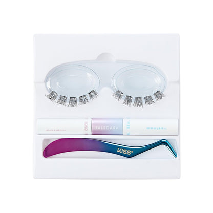 KISS Falscara DIY Lash Extension Starter Kit – 10 Reusable Featherlight Wisps with Bond & Seal Avelisse