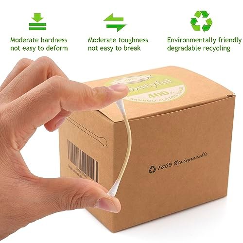 Cibutyful Cotton Swabs 400 Count - Double Round Tips with Strong Bamboo Sticks, 3.0 Inch Wooden Ear Swabs - görsel 6