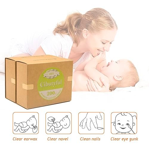 Cibutyful Cotton Swabs 400 Count - Double Round Tips with Strong Bamboo Sticks, 3.0 Inch Wooden Ear Swabs - görsel 16