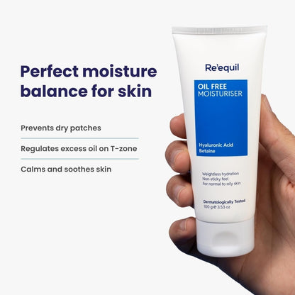 RE' EQUIL Oil Free Moisturiser - Lightweight Face Moisturizer for Normal, Oily & Combination Skin, 100g